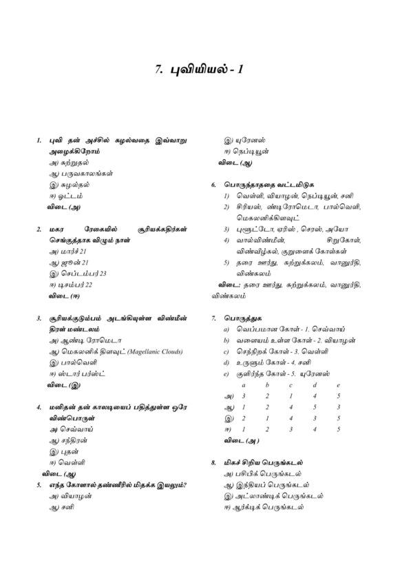 Podhu Arivu Vina Thodari :General Studies Question Bank: பொதுத் அறிவு வினாத் தொடரி