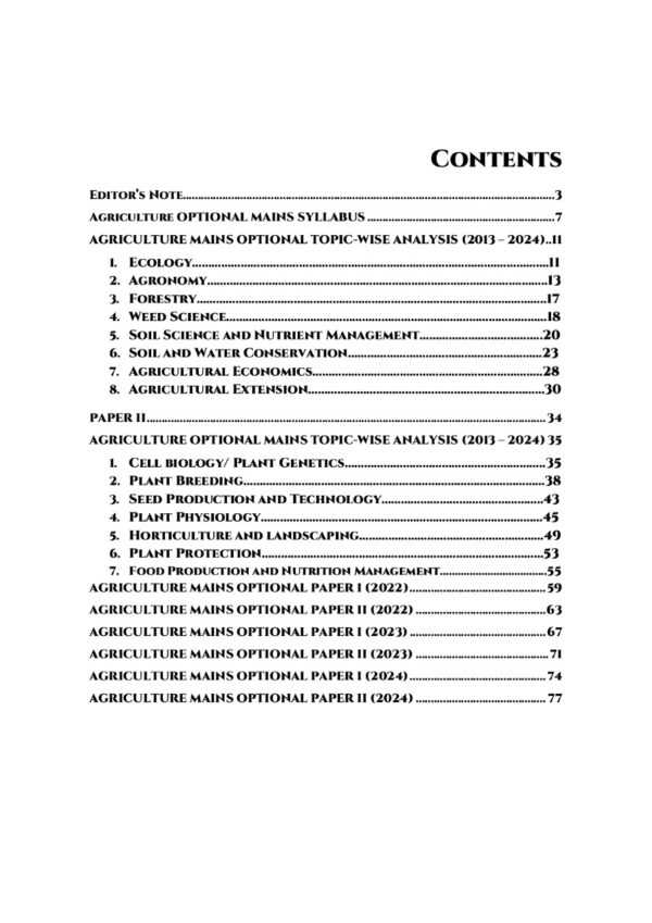 UPSC 12 PREVIOUS YEARS OPTIONAL MAINS PAPER 2013-2024: Agriculture