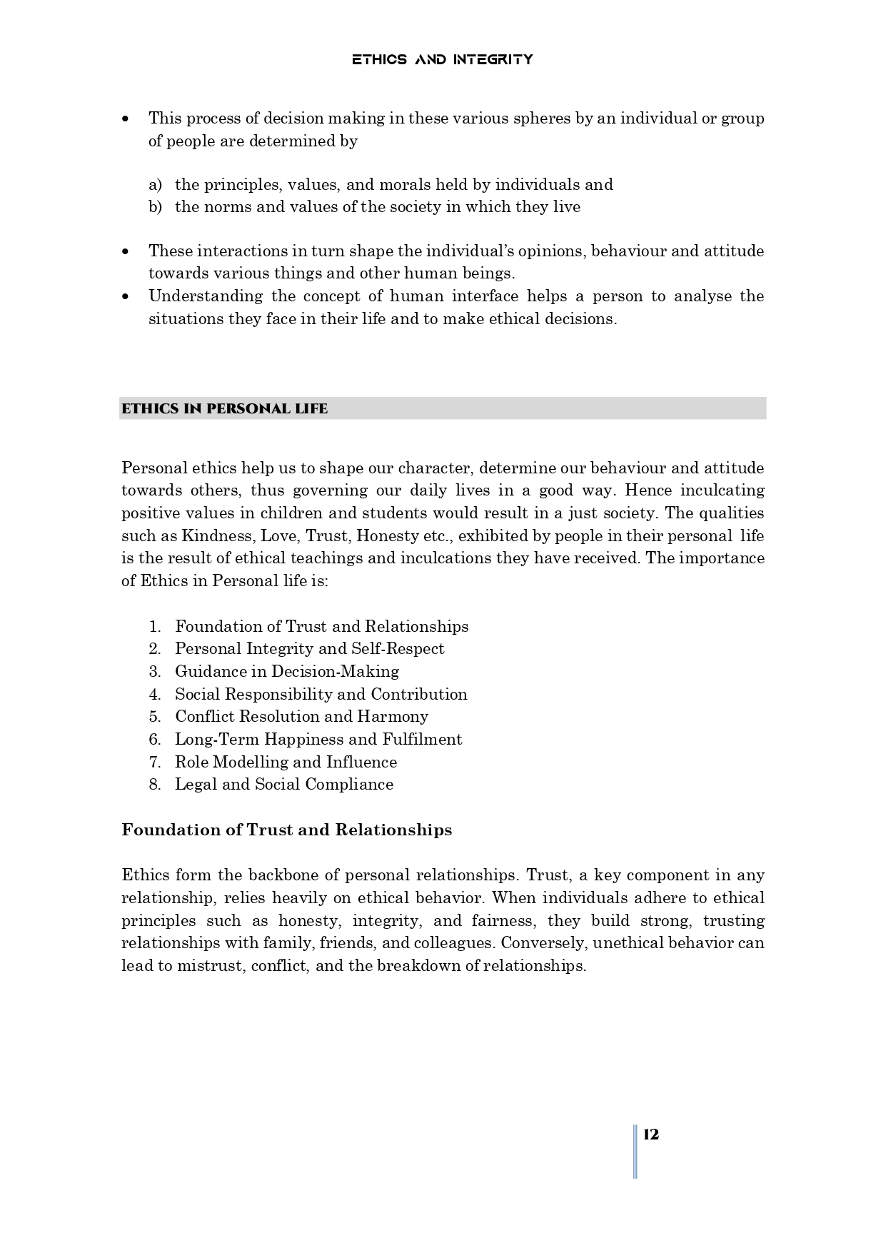 12 Ethics and Integrity