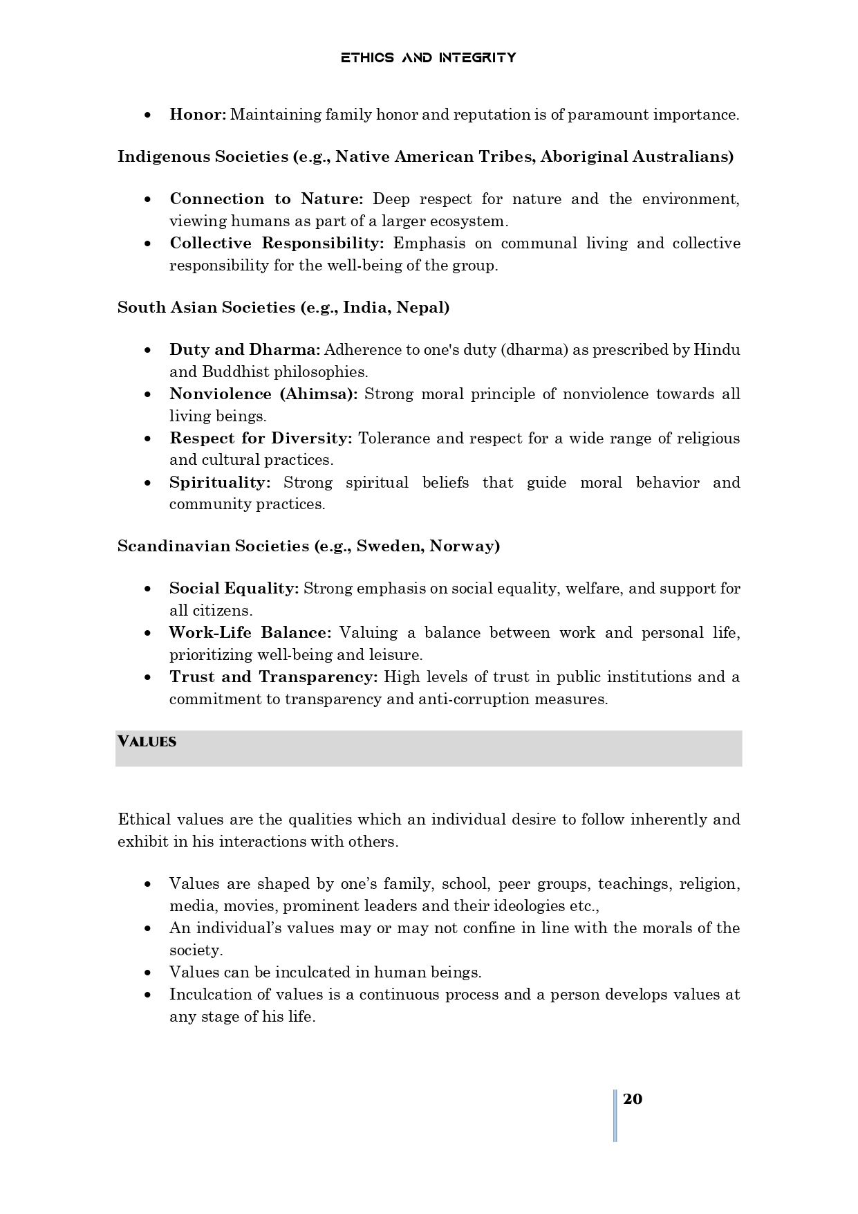 20 Ethics and Integrity