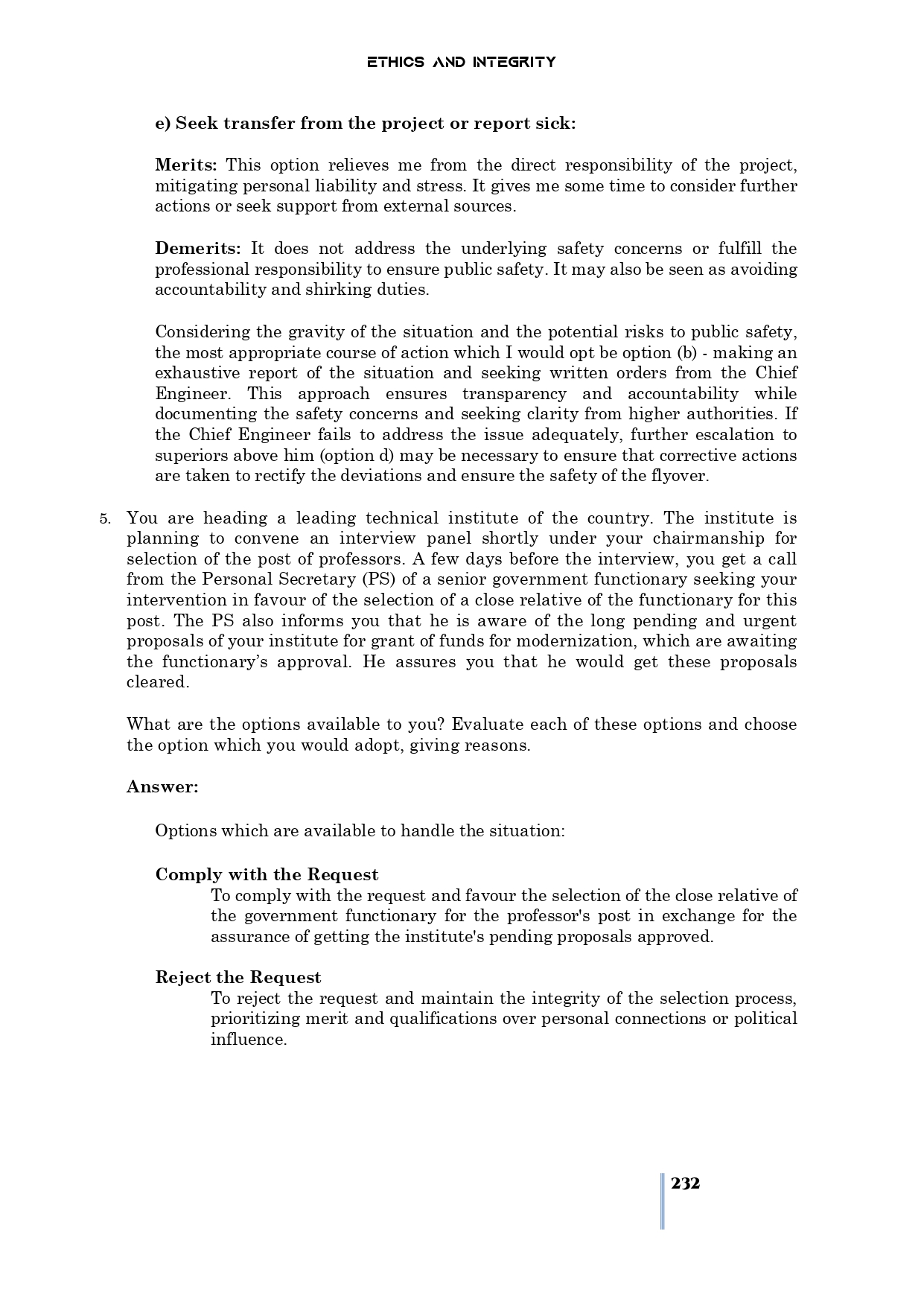 232 Ethics and Integrity