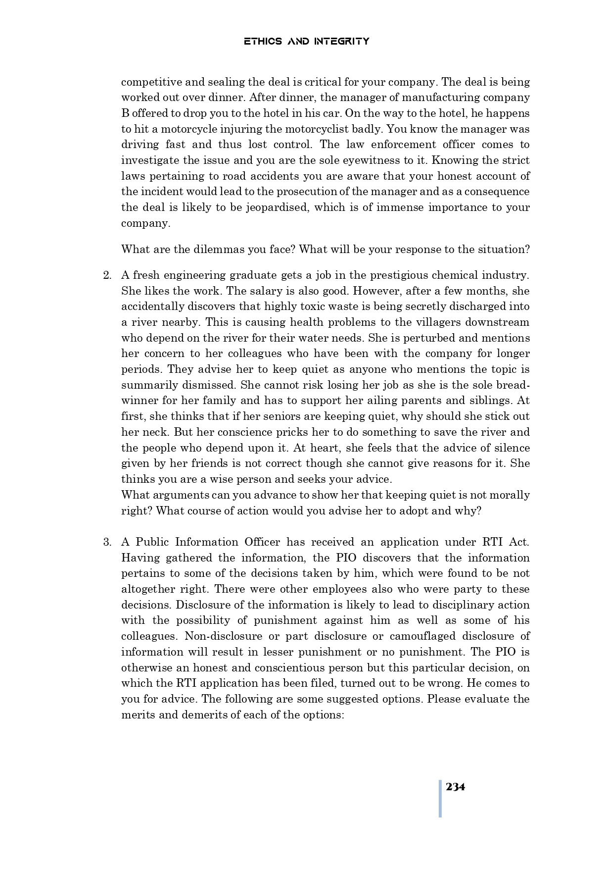 234 Ethics and Integrity