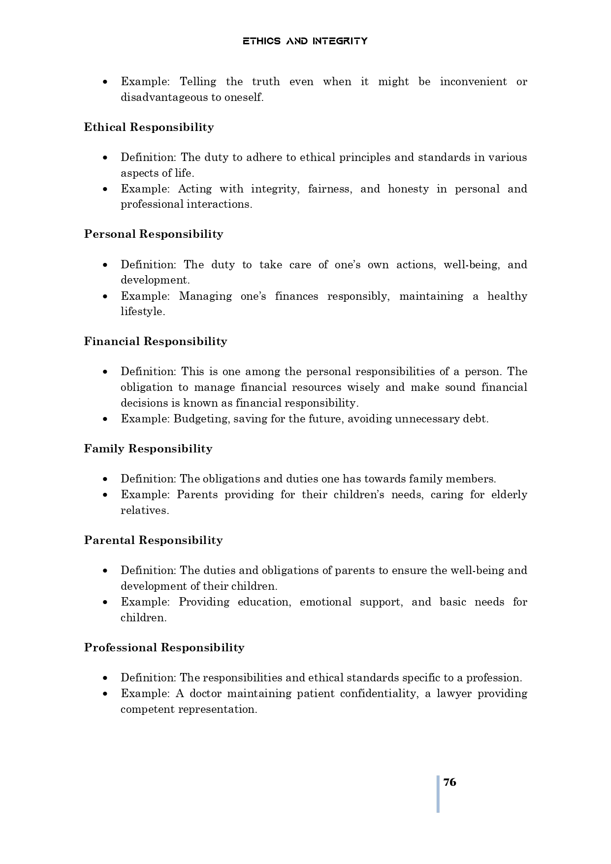 76 Ethics and Integrity