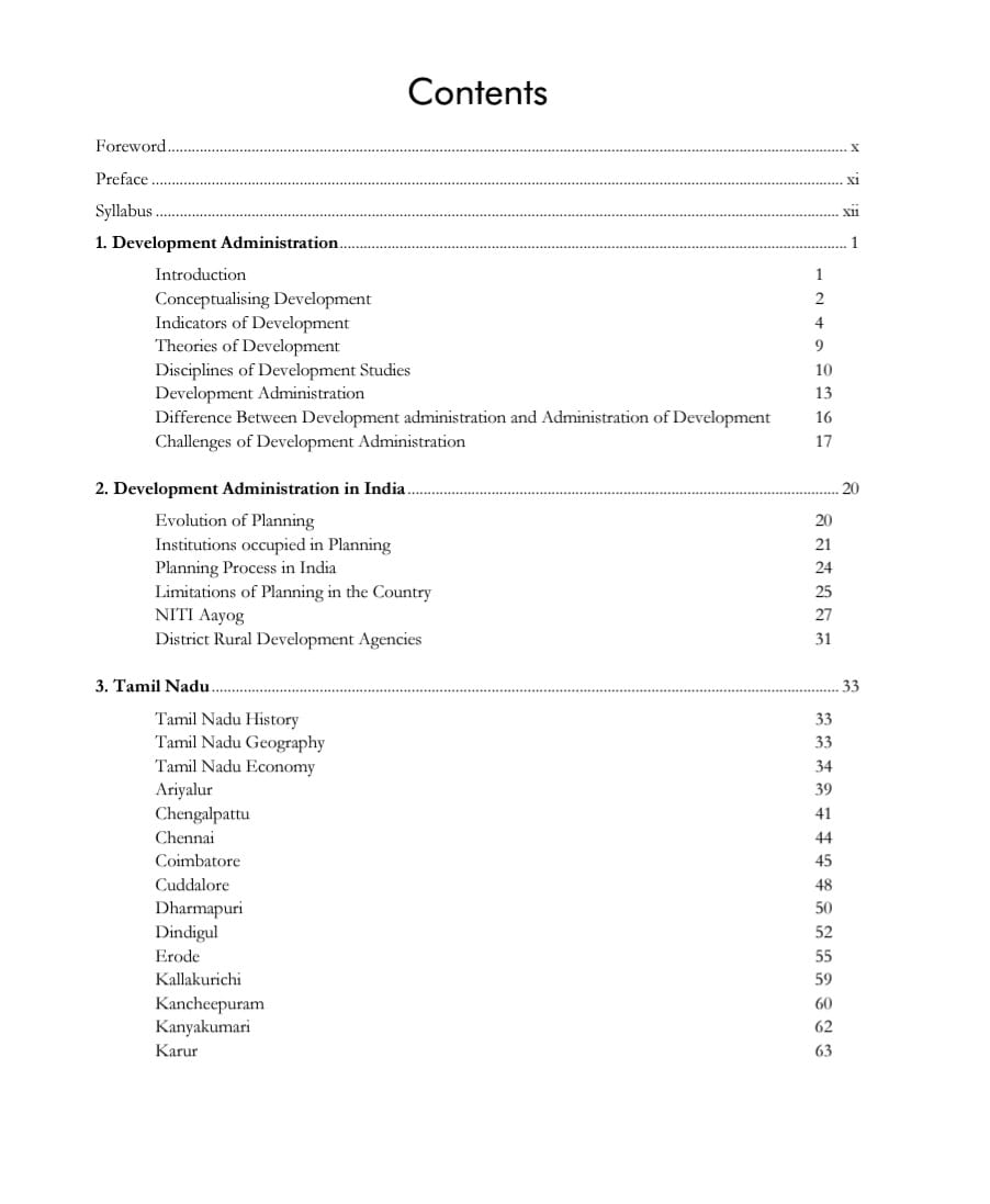 C1 Development Administration in Tamil Nadu
