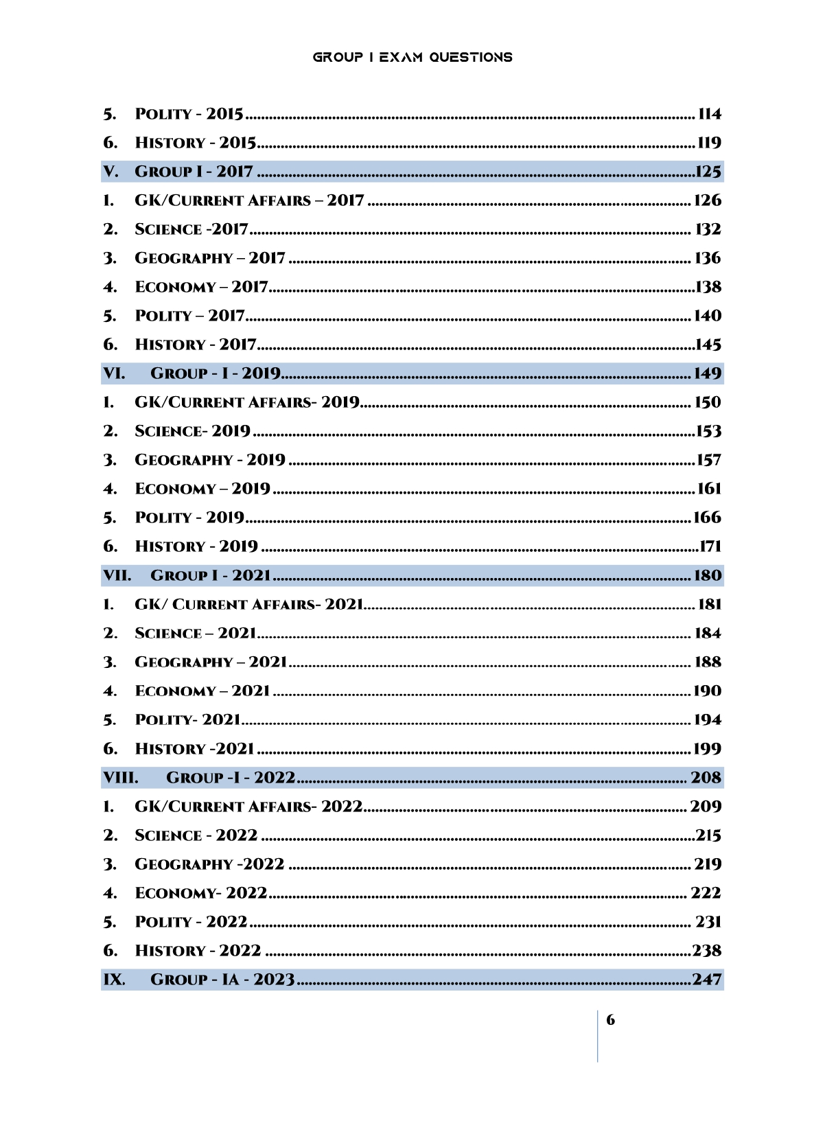 TNPSC Group I Exam Previous Year Questions