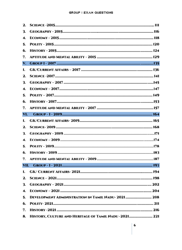 TNPSC Group I Exam Previous Year Questions