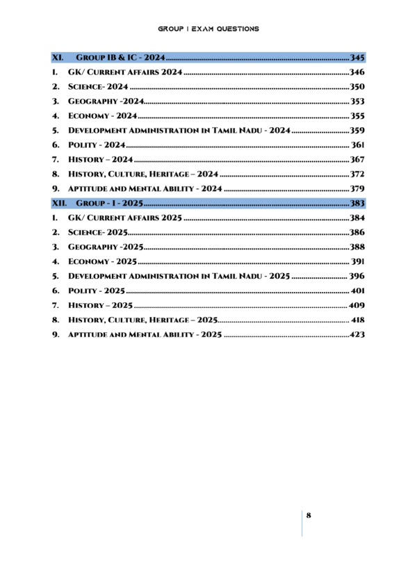 TNPSC Group I Exam Previous Year Questions