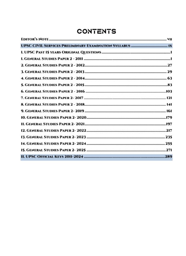 Topic Wise CSAT UPSC Preliminary Previous Years Questions Bank (2011-2025)